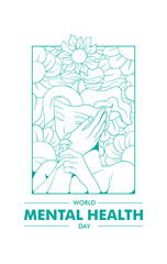 World mental health day illustration with goddess of flower sign