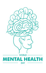 World mental health day illustration with goddess of flower sign