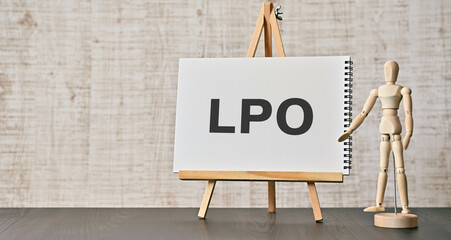 There is notebook with the word LPO. It is an abbreviation for Landing Page Optimization as eye-catching image.