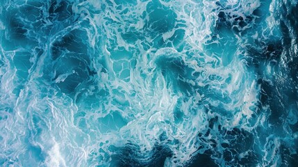 Fototapeta premium Blue coloured sea surface, colourful background image of ocean