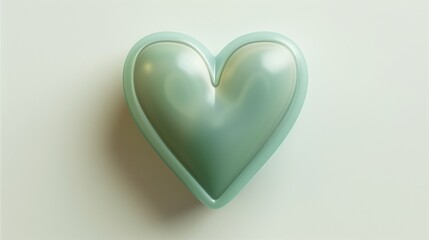pastel green heart on white background. Flat design style Looks simple and clean. High resolution, no shadows