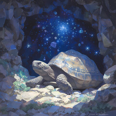 Graceful Sea Turtle Gazing at the Cosmos