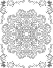 Printable Mandala Coloring Page for Adults. Educational Resources for School for Kids. Adults Coloring Book. Mandala Coloring Activity Worksheet.