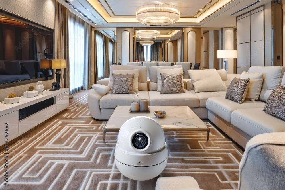 Poster utilizing an alarm system with motion sensors, control via smartphone, and security cameras, this ho