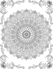 Printable Mandala Coloring Page for Adults. Educational Resources for School for Kids. Adults Coloring Book. Mandala Coloring Activity Worksheet.