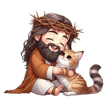 recommend clip art: jesus hug a cute ragdoll cat