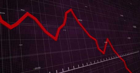 Image of financial data processing on black background