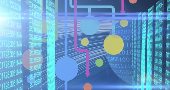 Image of globe with network of connections with data processing and biometric fingerprint