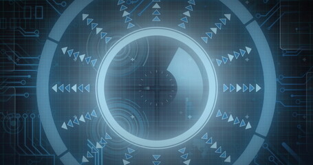 Image of scope and data processing over computer circuit board