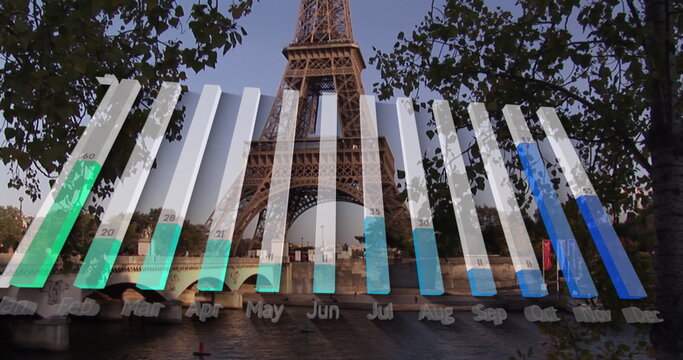 Image of data processing over eiffel tower