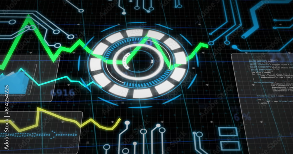 Poster image of round scanner, statistical data processing and microprocessor connections