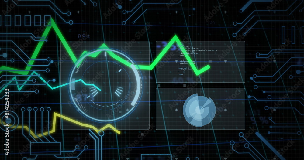 Poster image of interface with round scanner, data processing and microprocessor connections