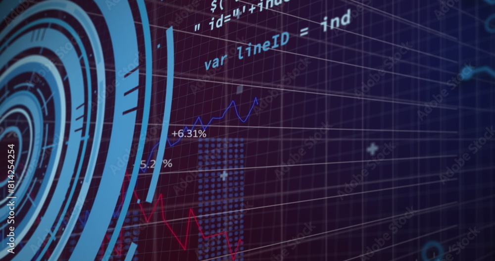 Poster image of data processing and scope scanning on black background