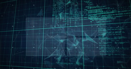 Obraz premium Image of interface with round scanner, data processing and microprocessor connections
