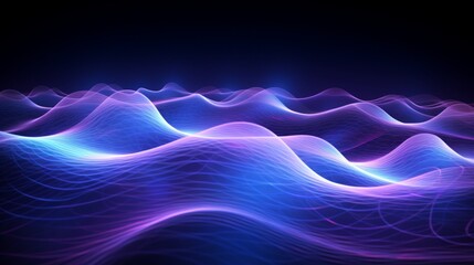 Fiber optics light creating wave-like patterns in shades of blue and purple against a black backdrop, background