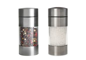 Salt and pepper mills isolated on white