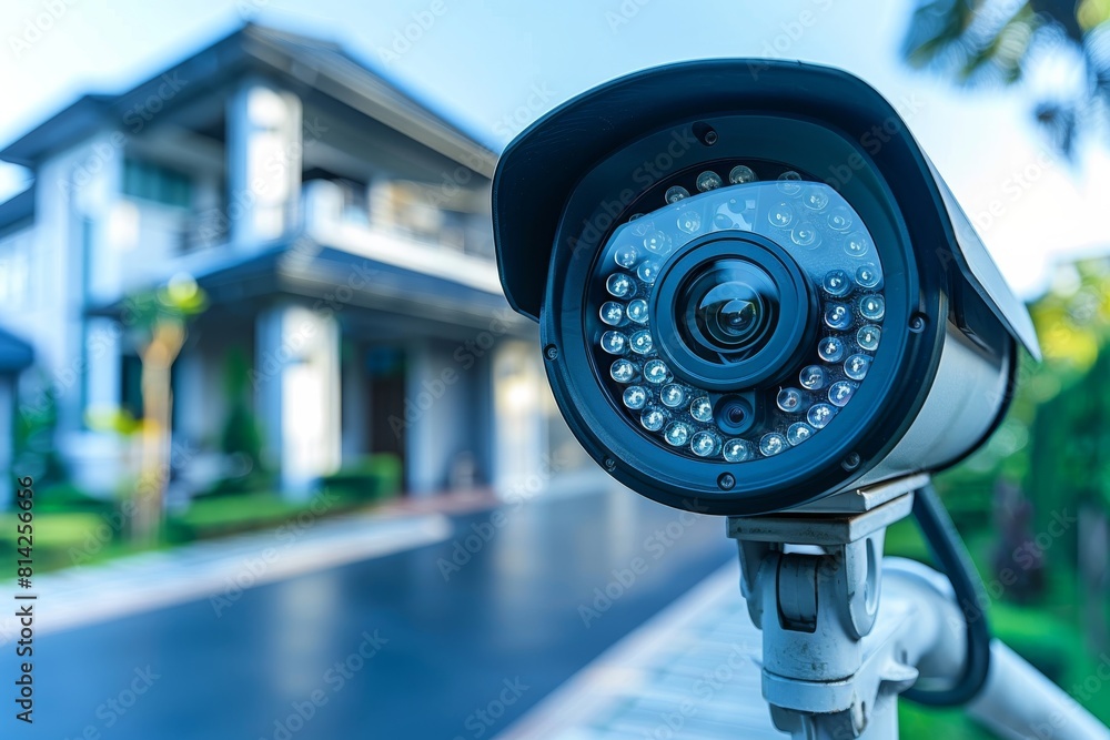 Poster protect your property with elderly support technology that includes an alarm system, motion detectio