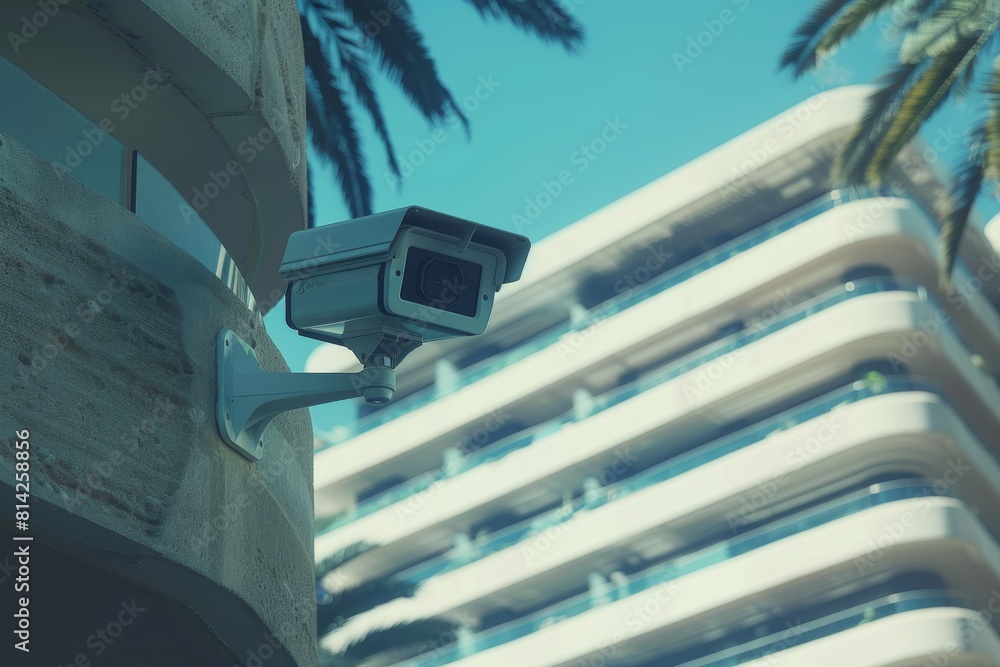 Poster security concept alarms enhance protection and safety with secure video monitoring, using digital de