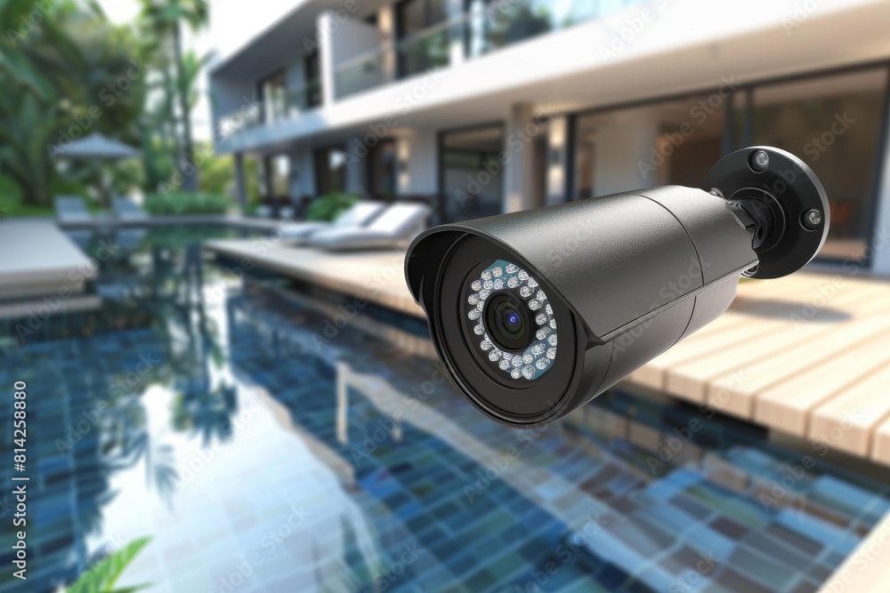 Poster secure alarms protect with watchful eye monitoring, integrating safety and security concepts in digi