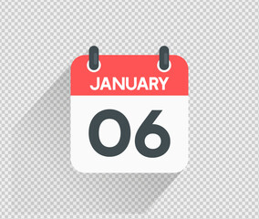 January 6 Calendar icon vector illustration Blank background