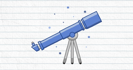 Image of telescope over blue grid on white © vectorfusionart