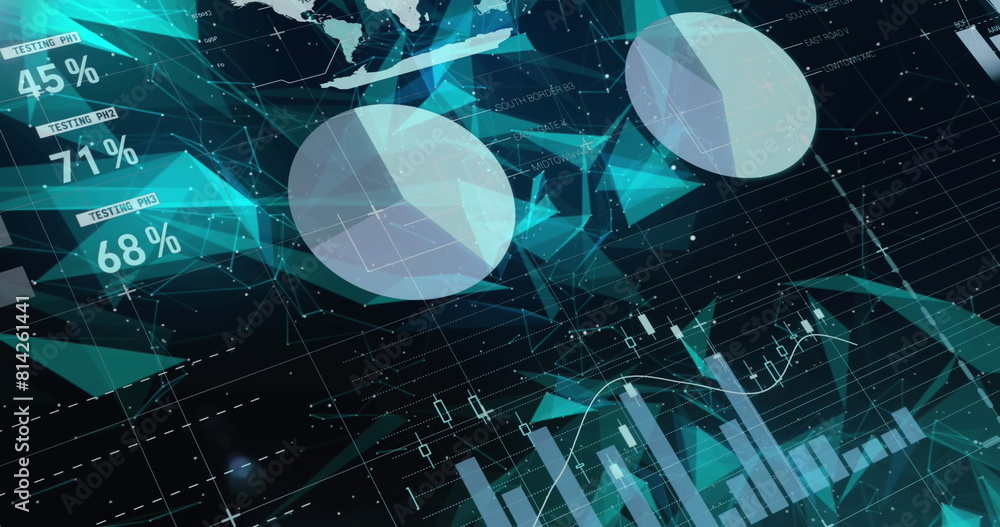 Poster image of data processing over network of connections on black background
