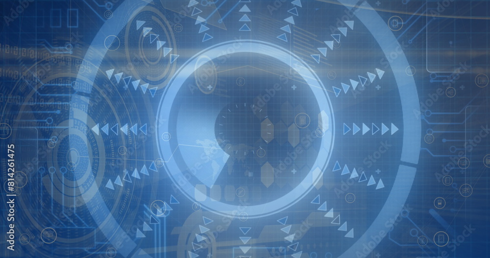 Poster image of data processing over blue background