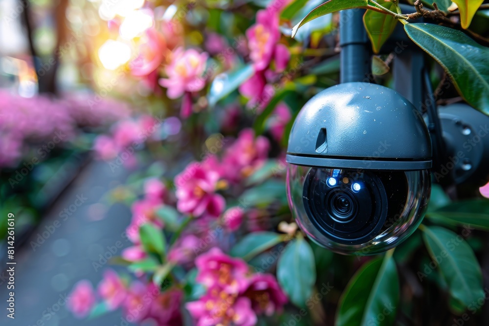 Aufkleber security concept recording employs secure video surveillance and digital detection technology, integ