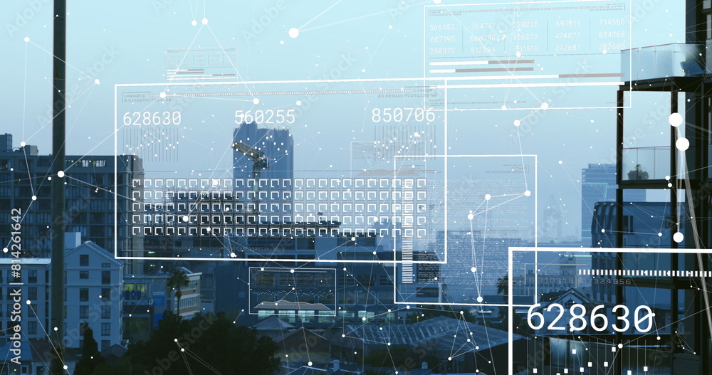 Poster image of data processing over cityscape