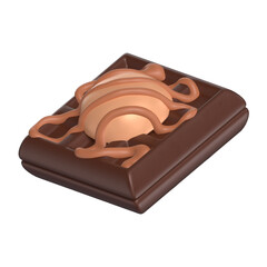 Waffle Dessert 3D Icon Chocolate with Transparent Background