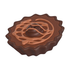 Chocolate Pie With Toppings 3D Icon Chocolate with Transparent Background