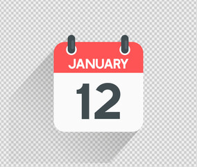 January 12 Calendar icon vector illustration Blank background
