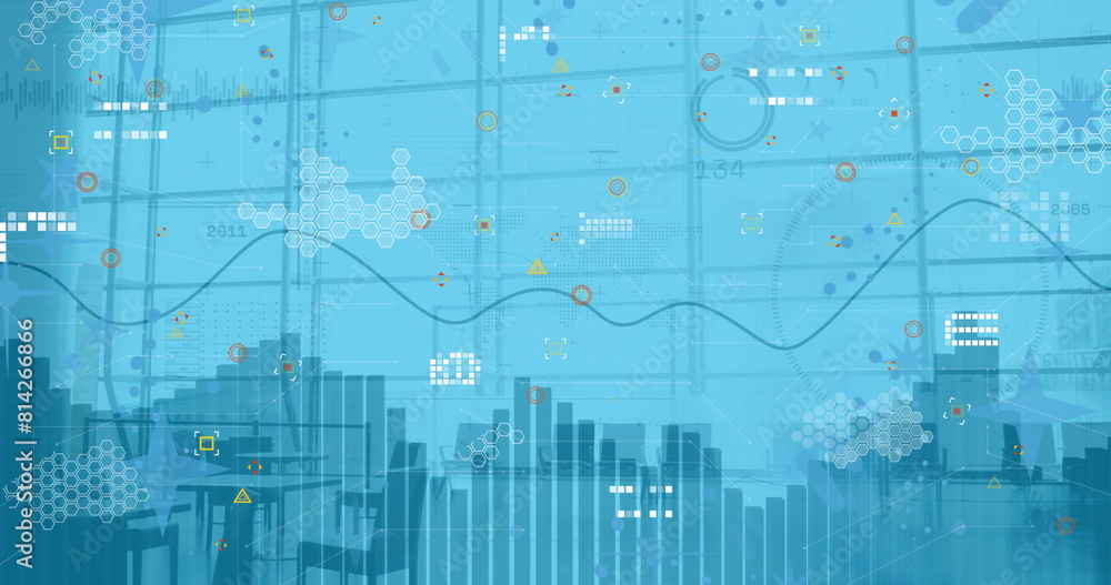 Poster image of financial graph over data processing