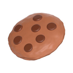 Chocolate Cookies With Choco Chips 3D Icon Chocolate with Transparent Background