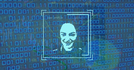 Image of digital interface over data processing