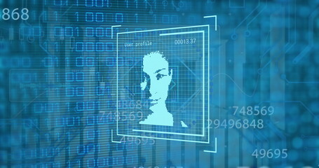 Image of digital interface over data processing