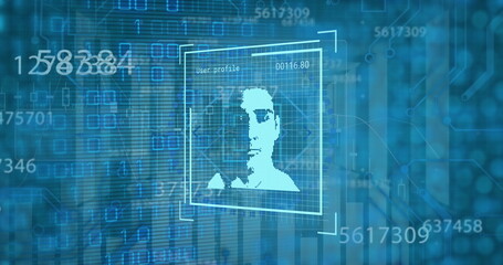 Image of digital interface over data processing