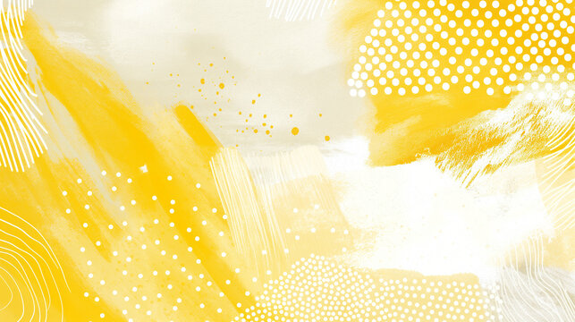 Abstract Yellow and White Design, Dynamic Texture with Dots