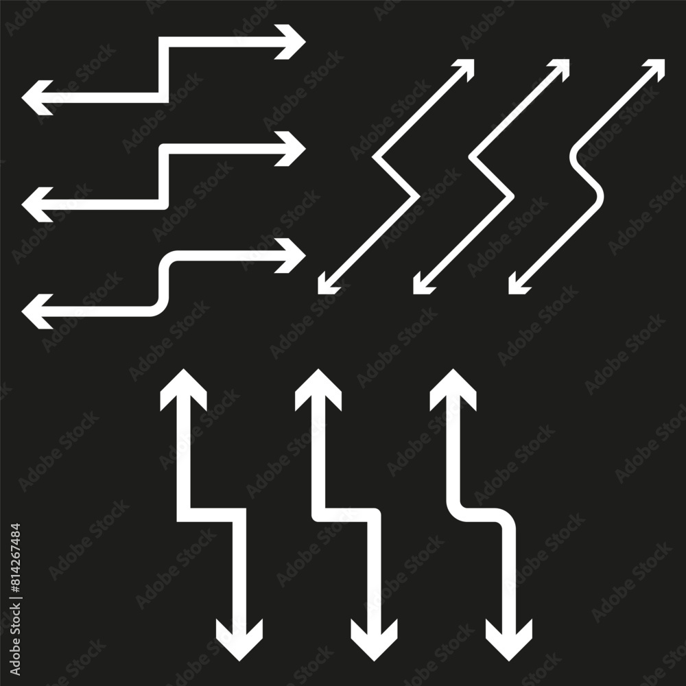 Poster set of dynamic arrows. vector directional symbols.