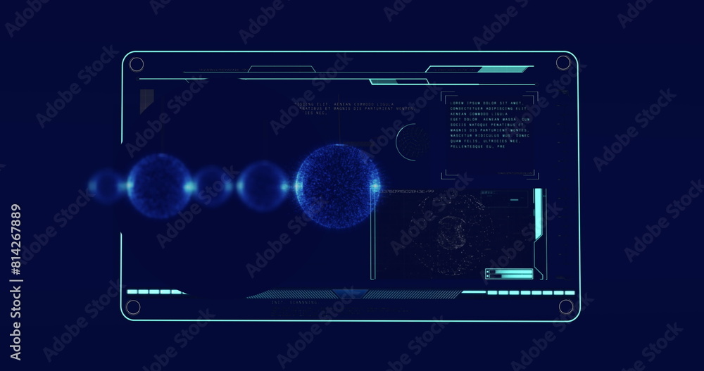 Poster image of baubles over data processing on black background