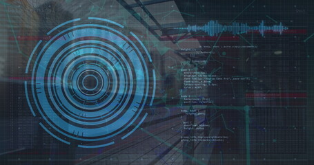 A digital interface and global connection concept image showing a scope scanning and data processing