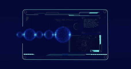 Image of baubles over data processing on black background