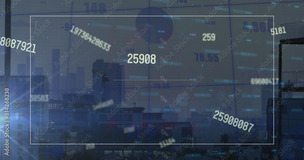 Poster image of data processing over cityscape