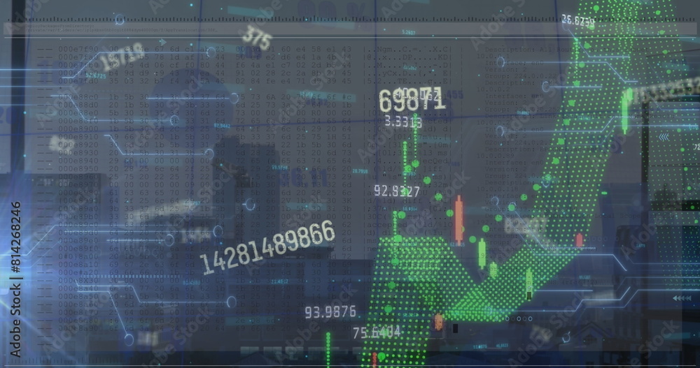 Poster image of data processing over cityscape