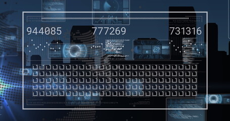 The image features image of data processing with a spinning globe in the background