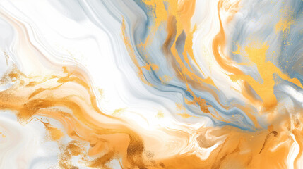 Abstract fluid art with golden and white swirls