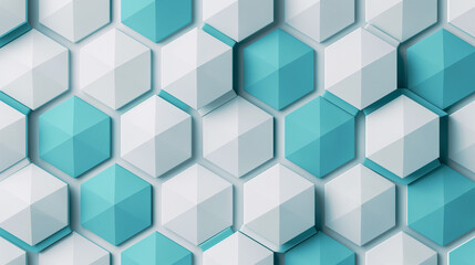 3D hexagonal pattern with blue and white tiles, modern background design