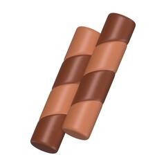 Chocolate Wafer Sticks 3D Icon Chocolate with Transparent Background