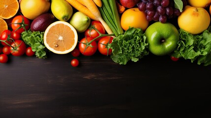 Top view of fresh healthy food background