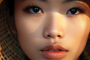 a close up photograph of the most beautiful 21 year old Vietnamese woman alive, dramatic and...